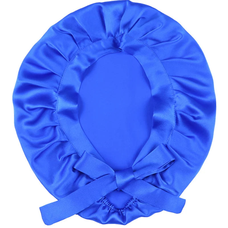 Mulberry silk hair bonnet with smooth friction-reducing surface