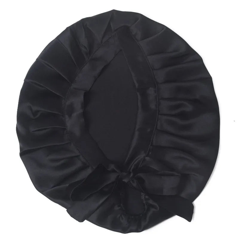 Mulberry silk hair bonnet with smooth friction-reducing surface