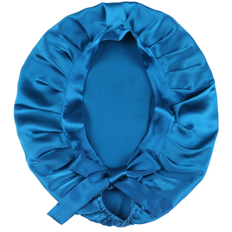 Mulberry silk hair bonnet with smooth friction-reducing surface