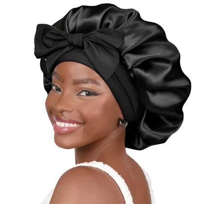 High-quality Mulberry Silk Sleeping Bonnet for Women Large Sleep Cap with Wide Elastic Tie Band for Curly Dreadlock Braid Hair 10