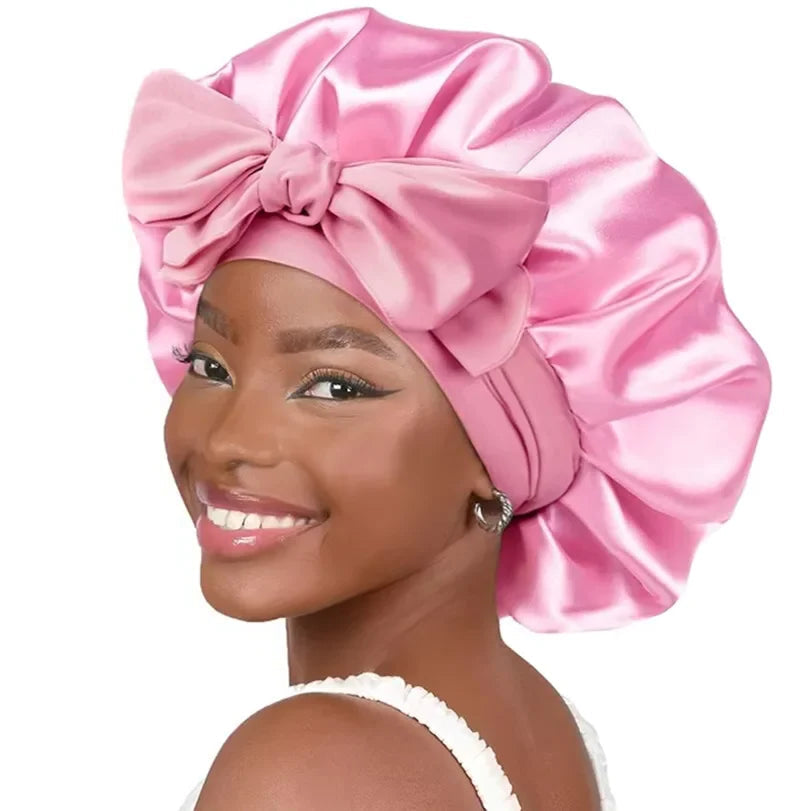 High-quality Mulberry Silk Sleeping Bonnet for Women Large Sleep Cap with Wide Elastic Tie Band for Curly Dreadlock Braid Hair 5