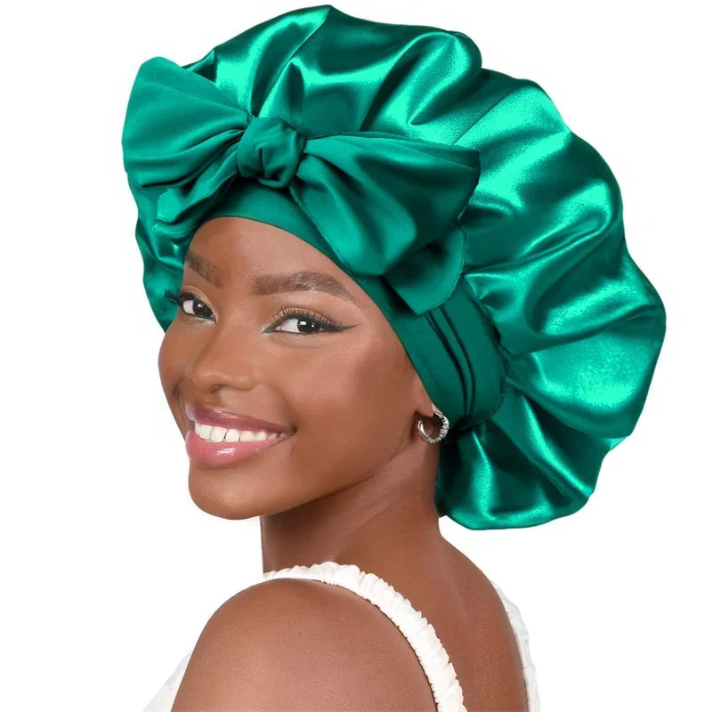 High-quality Mulberry Silk Sleeping Bonnet for Women Large Sleep Cap with Wide Elastic Tie Band for Curly Dreadlock Braid Hair 6