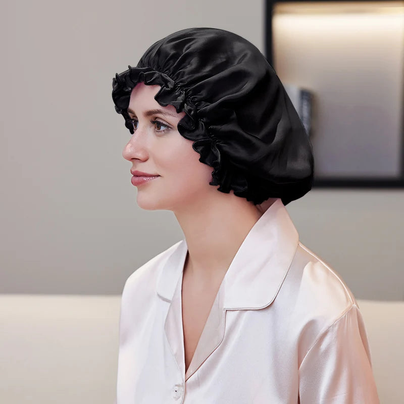 Silk night cap suitable for comfort and beauty sleep routines