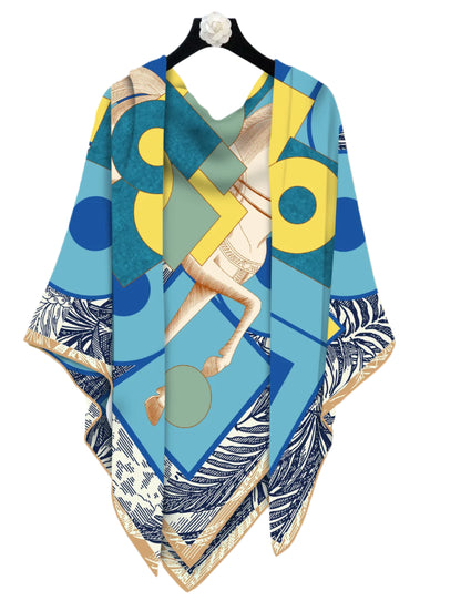 Modern Art Silk & Cashmere Scarf – Hand-Rolled, 130x130cm