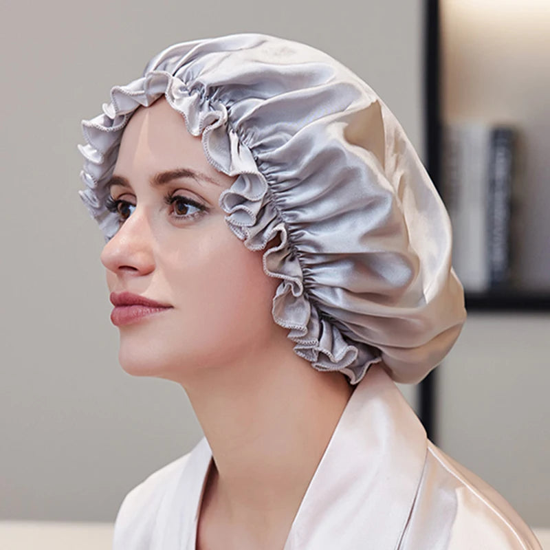 Lightweight natural silk sleeping cap with smooth breathable feel