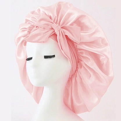Satin Bonnet with Bow – Frizz-Free Sleep Cap