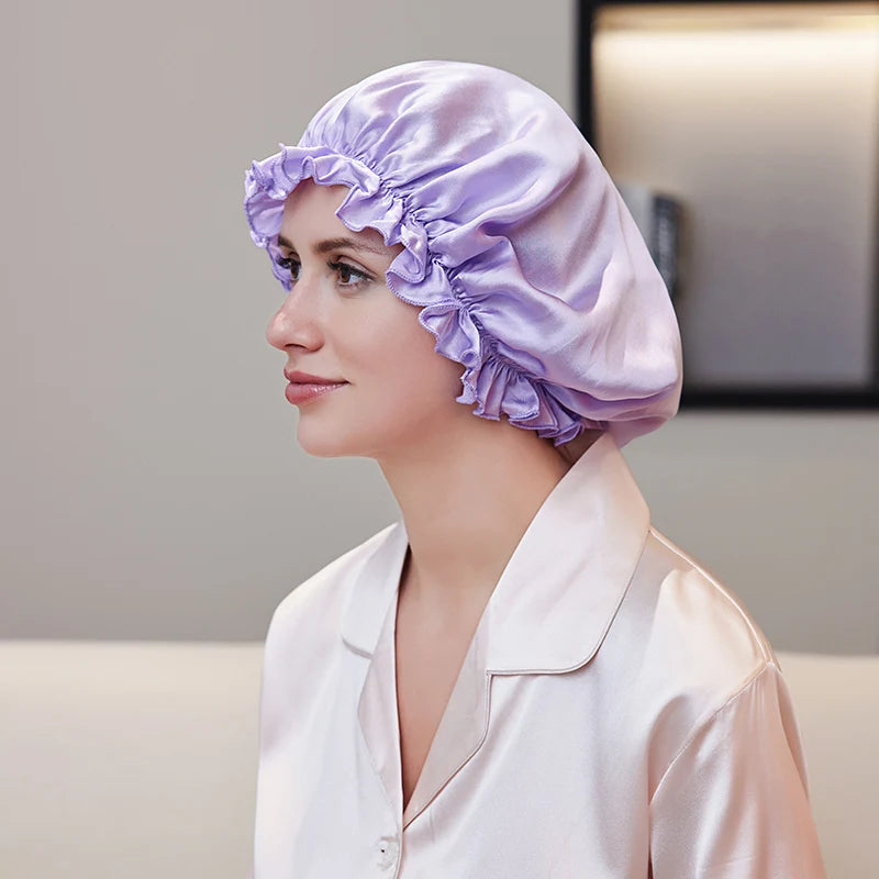 Natural silk cap designed to reduce friction during sleep