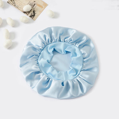 Silk bonnet designed to reduce friction during sleep