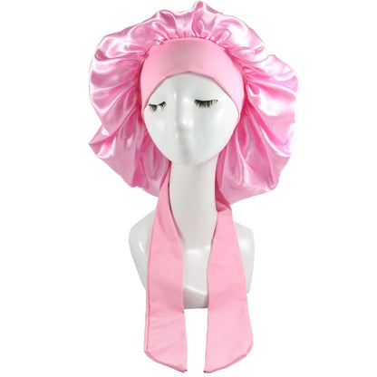 Oversized Satin Bonnet – Tie Back, Hair Wrap