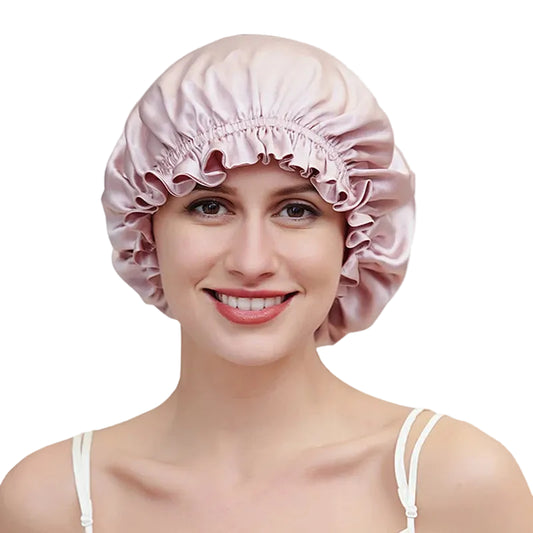 Double layer natural silk bonnet with soft, breathable construction