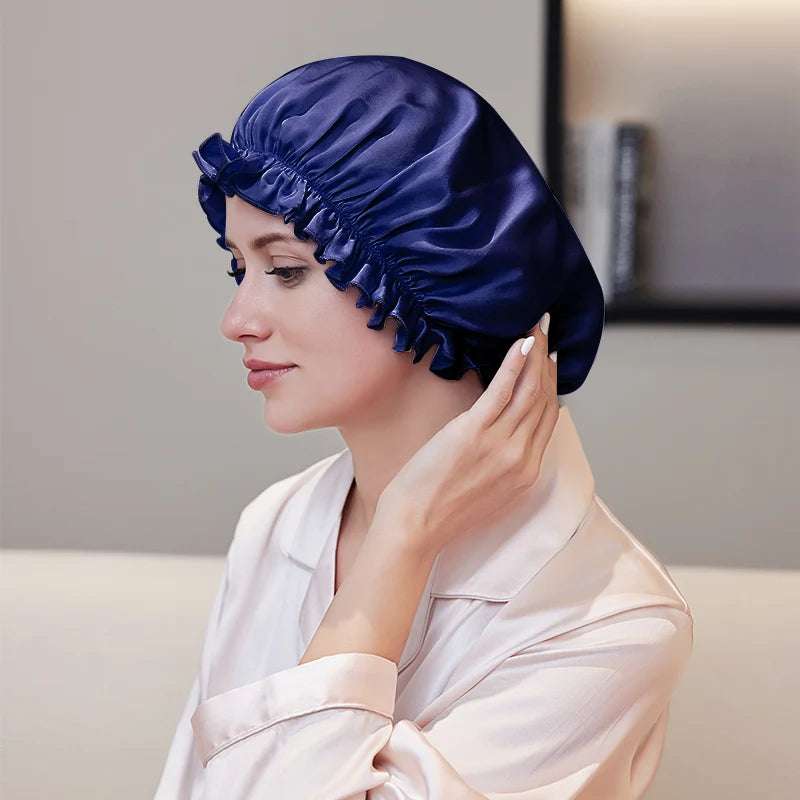 Natural silk cap designed to reduce friction during sleep