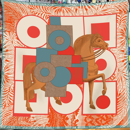 Modern Art Silk & Cashmere Scarf – Hand-Rolled, 130x130cm