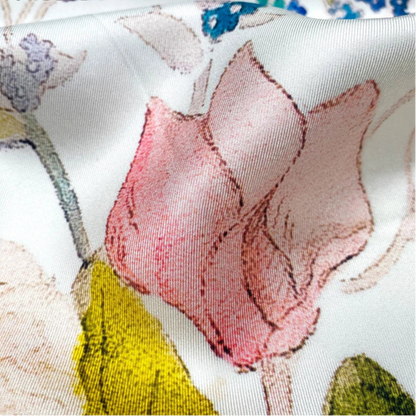 Natural Silk Twill – Floral Handcrafted Style