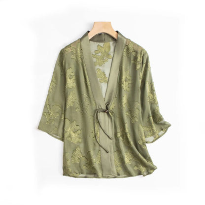 Silk Cardigan – Jacquard, Light Layer
