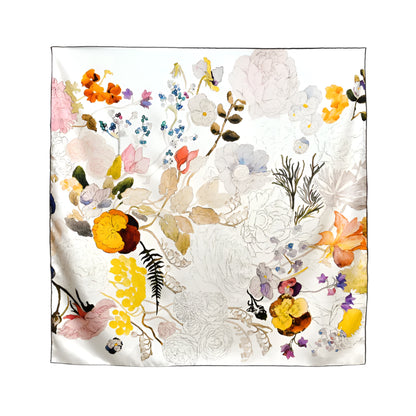 Natural Silk Twill – Floral Handcrafted Style