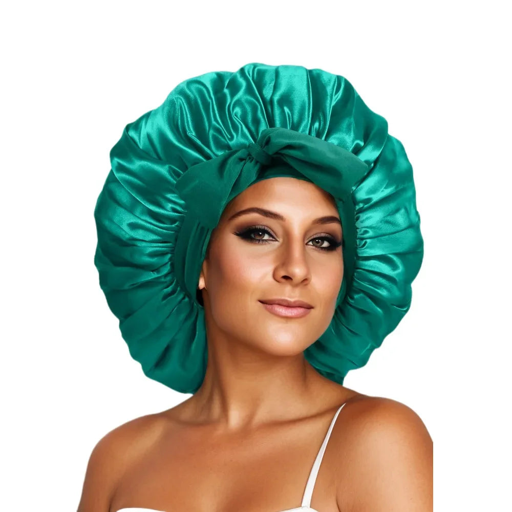 Satin Bonnet – Adjustable Bow Fit for Dyed Hair