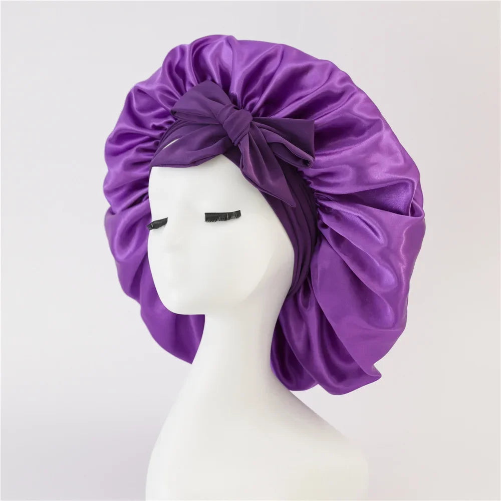 Satin Bonnet – Adjustable Bow Fit for Dyed Hair