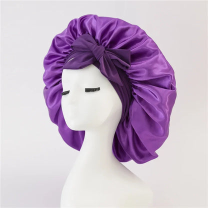Satin Bonnet – Adjustable Bow Fit for Dyed Hair