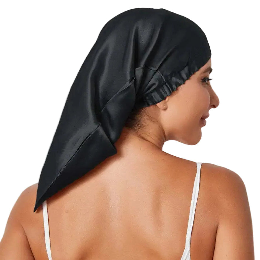 Natural silk triangle hair wrap with elastic collar