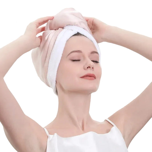Mulberry silk hair towel wrap with double layer design