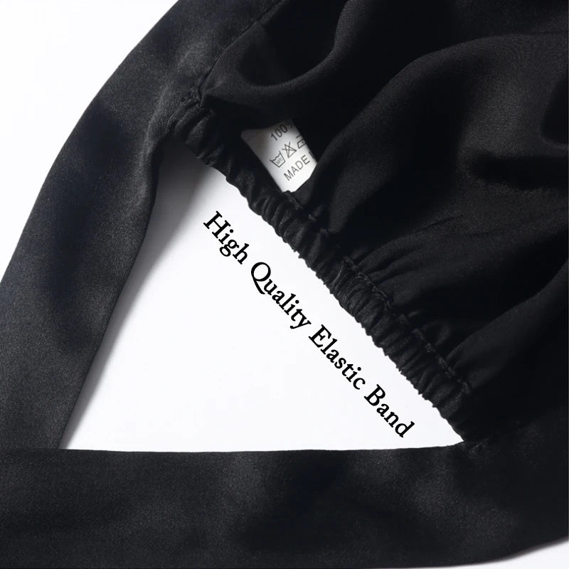 Pure mulberry silk night bonnet with soft elastic band