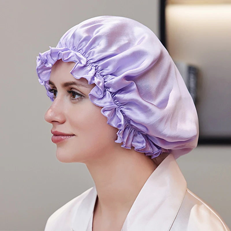Lightweight natural silk sleeping cap with smooth breathable feel