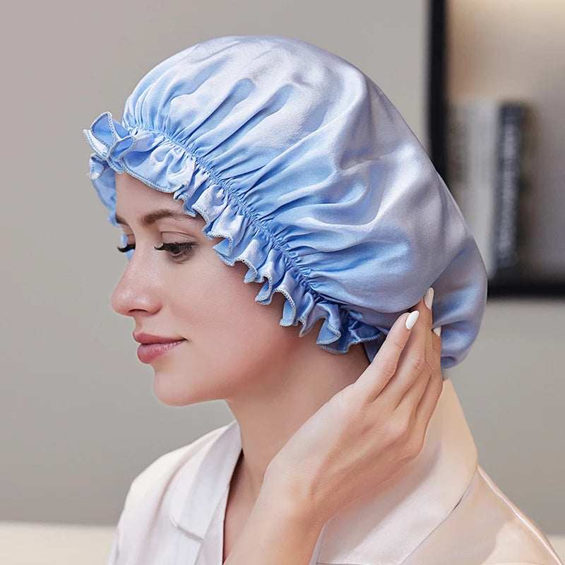 Lightweight natural silk sleeping cap with smooth breathable feel