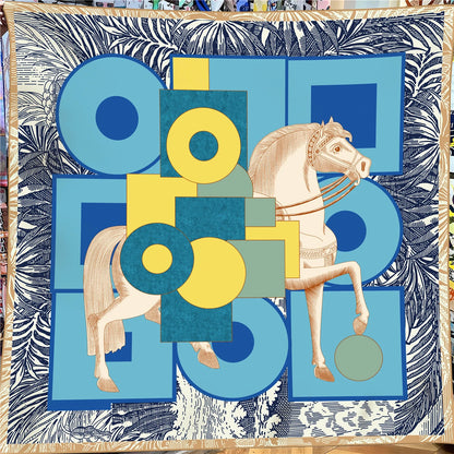 Modern Art Silk & Cashmere Scarf – Hand-Rolled, 130x130cm