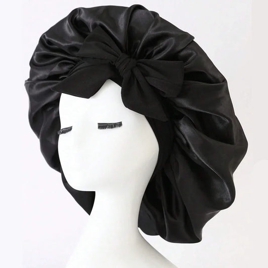 Satin Bonnet with Bow – Frizz-Free Sleep Cap