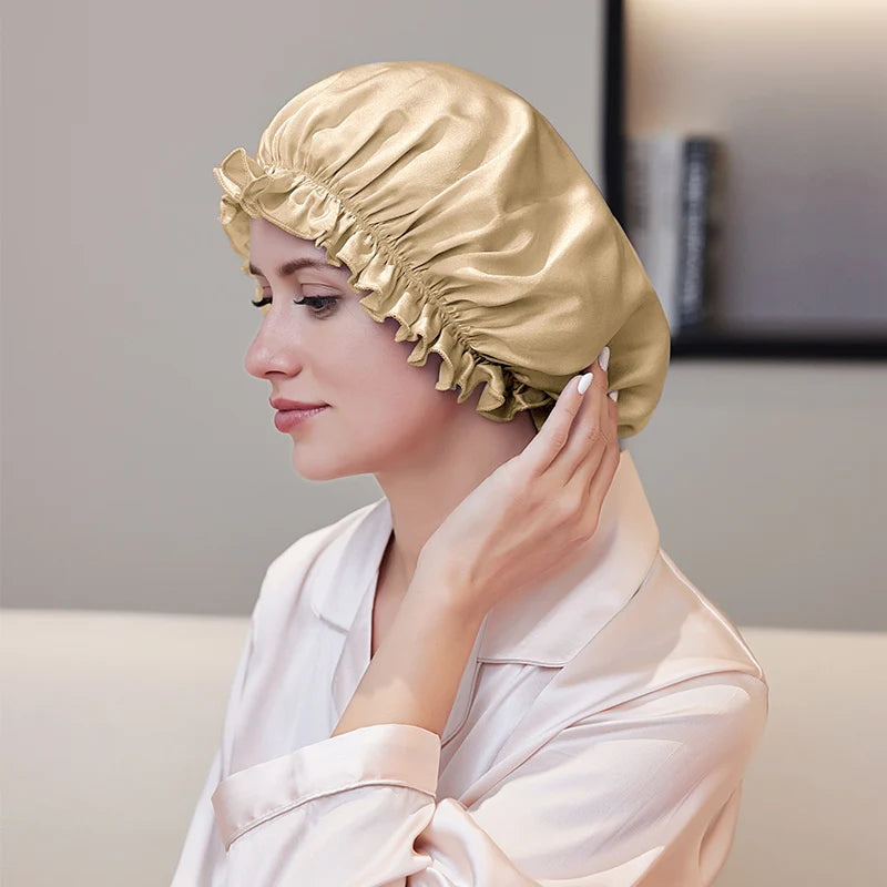 Natural silk cap designed to reduce friction during sleep