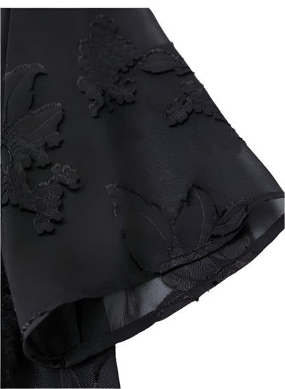 Silk Kimono – Black Jacquard Elegance