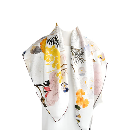 Natural Silk Twill – Floral Handcrafted Style