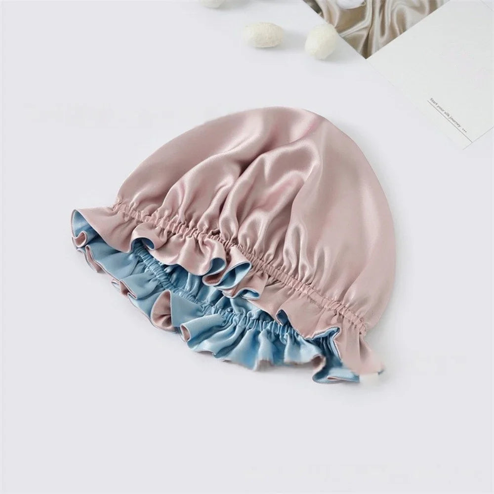 reversible silk hair bonnet two colour design