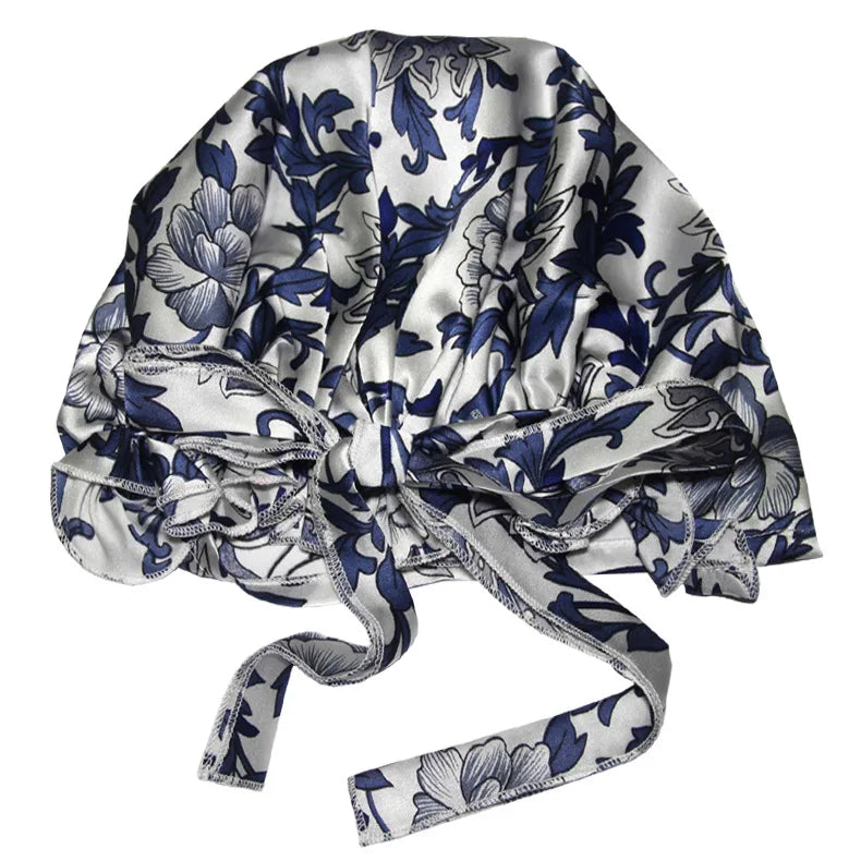 100% Pure Mulberry Silk Bonnet with Bow – Night Hair Wrap
