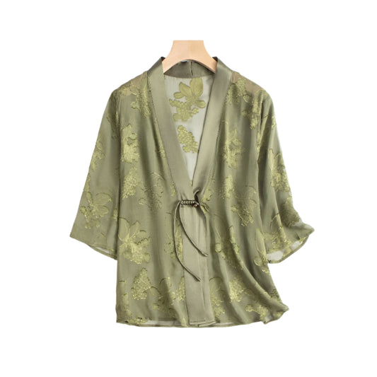 Silk Cardigan – Jacquard, Light Layer