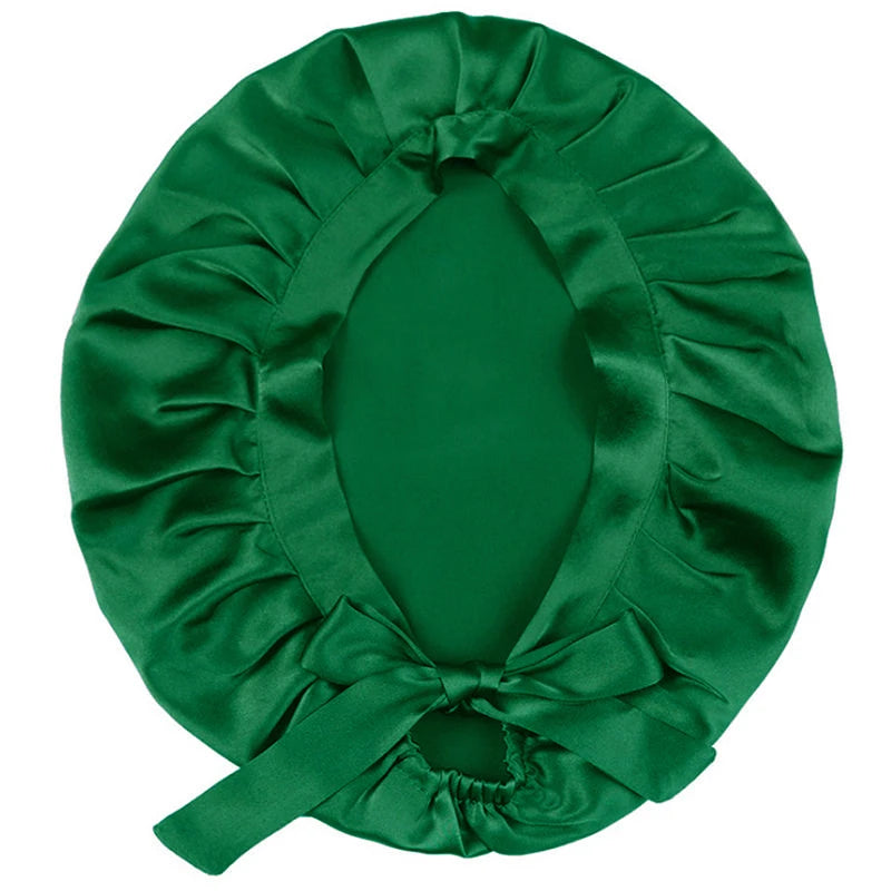 Mulberry silk hair bonnet with smooth friction-reducing surface