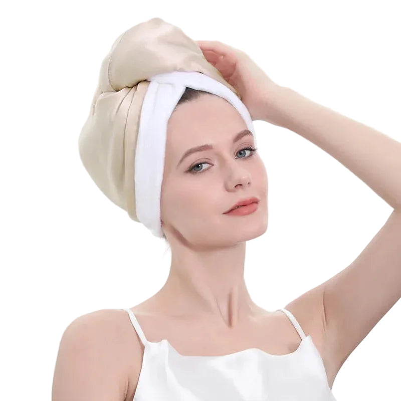 Luxury silk hair wrap for post-shower routine