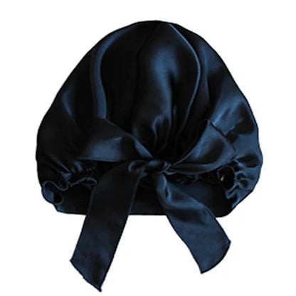 100% Pure Mulberry Silk Bonnet with Bow – Night Hair Wrap