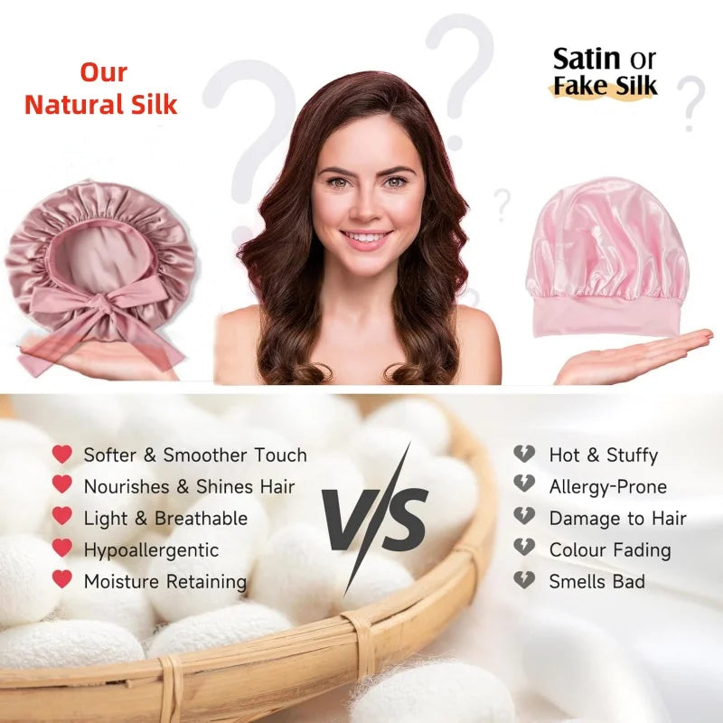 Silkvana 100% Pure Mulberry Silk Bonnet for Curly Hair Protection 3