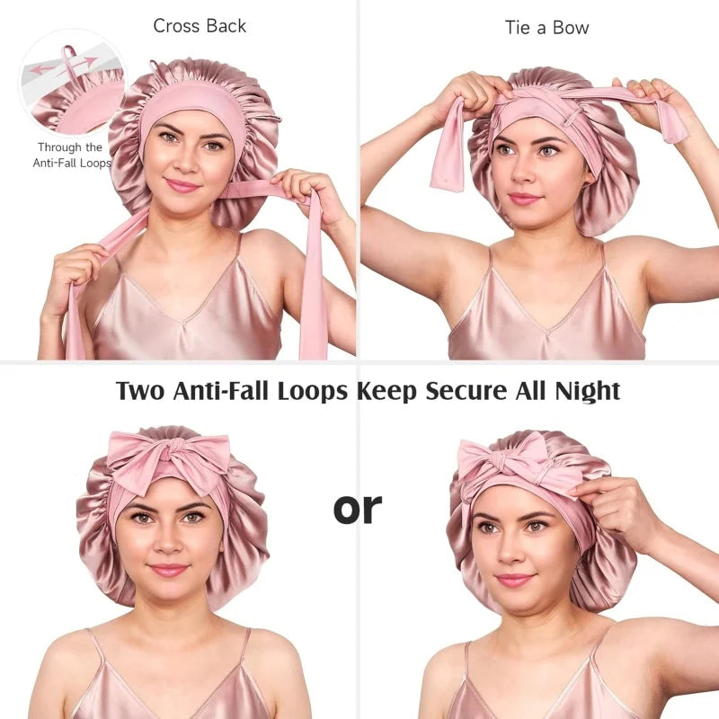 Silkvana 100% Pure Mulberry Silk Bonnet for Curly Hair Protection 5