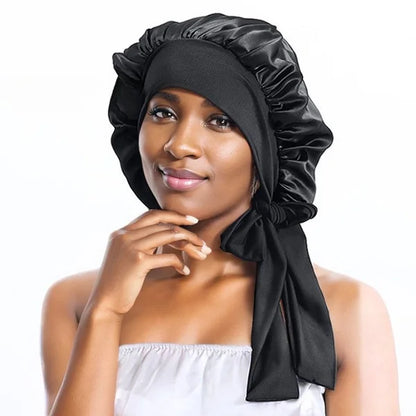 Double-layer grey and black silk bonnet for nighttime care