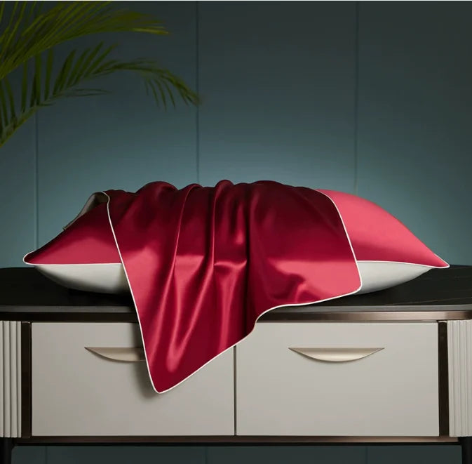 Silkvana Red 100% Mulberry Silk Pillowcase – vibrant silk pillow cover for anti-frizz hair and timeless beauty