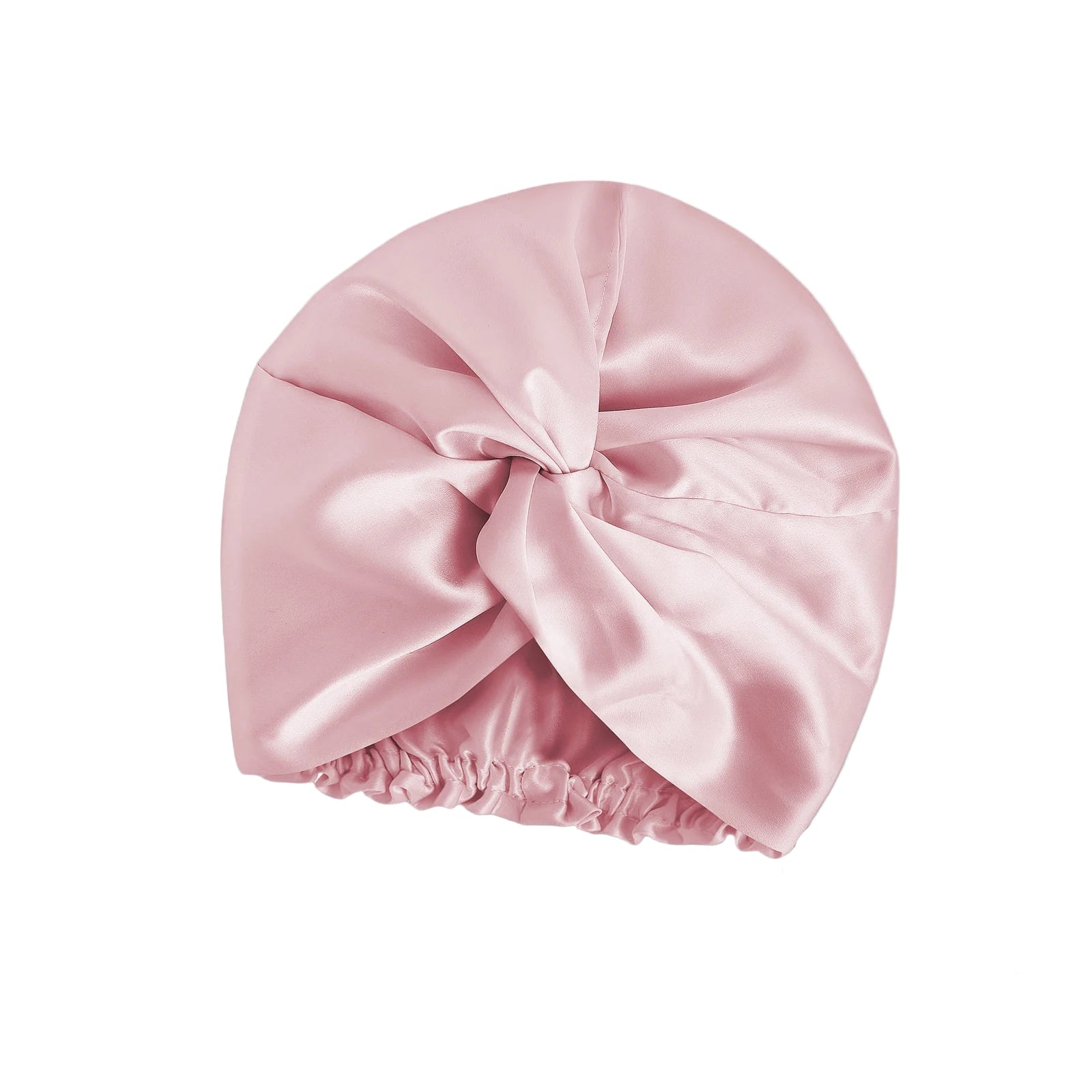 Blush pink double-layer 100% mulberry silk sleep cap by Silkvana – anti-frizz bonnet for curly and natural hair, moisture-retaining nightcap.