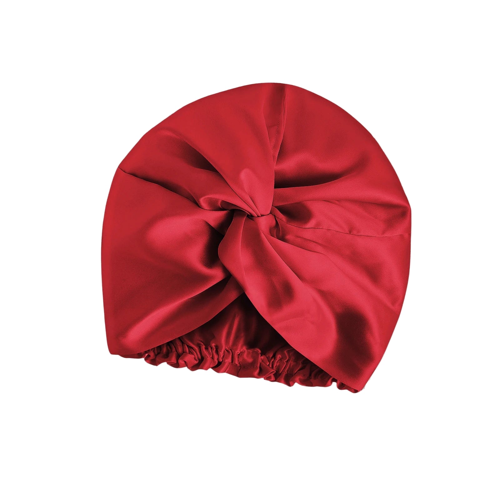 Red double-layer 100% mulberry silk sleep cap by Silkvana – anti-frizz bonnet for curly and natural hair, breathable and gentle silk nightcap for smooth shiny hair.
