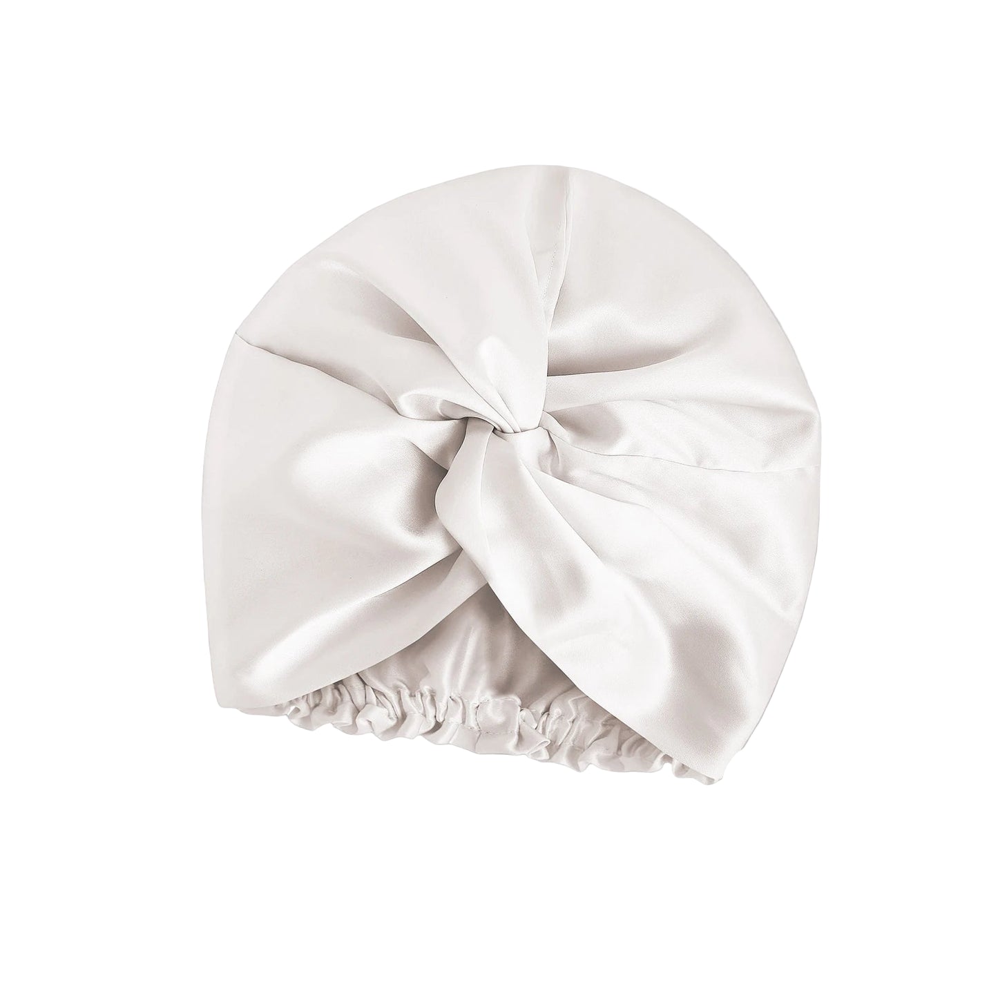 White double-layer 100% mulberry silk sleep cap by Silkvana – smooth anti-frizz bonnet for curly and natural hair, breathable and gentle for night protection.