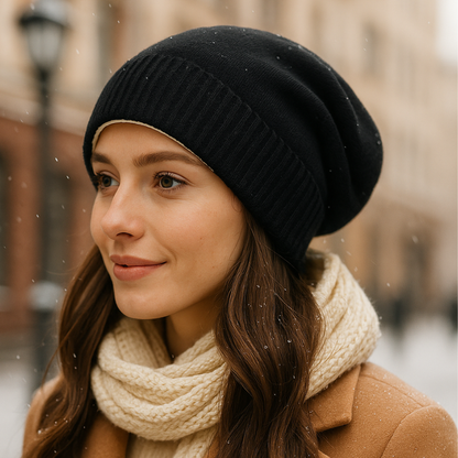 Satin-Lined Cashmere Beanie – Ultra Soft & Cozy